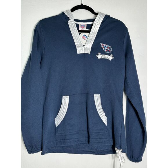 NFL For Her Titans Blue Silver V Neck Sweatshirt Size Medium NWT - Picture 1 of 6